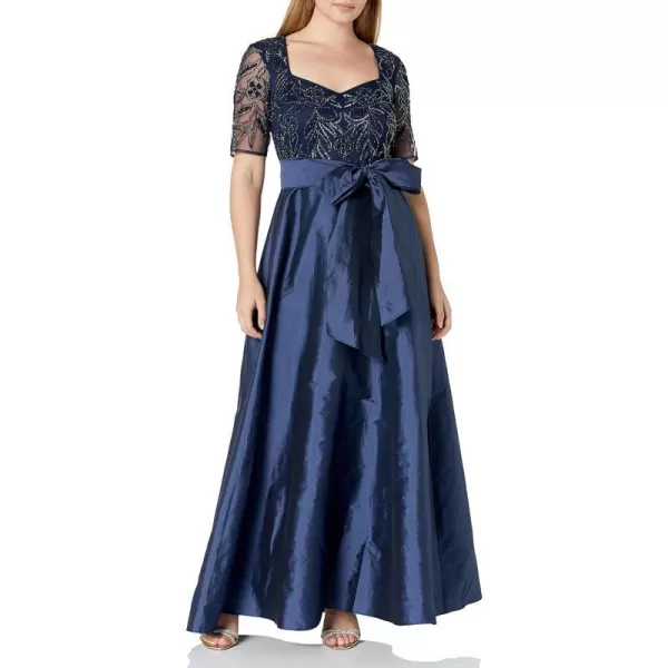 Adrianna Papell Womens Beaded Taffeta GownNavy