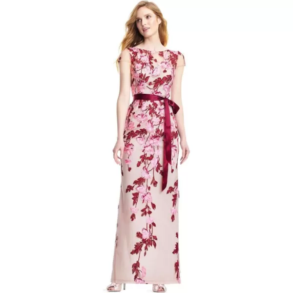 Adrianna Papell Womens Cascading Floral Colmn GwnMerlot Multi