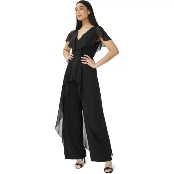 Adrianna Papell Womens Chiffon Jersey JumpsuitBlack