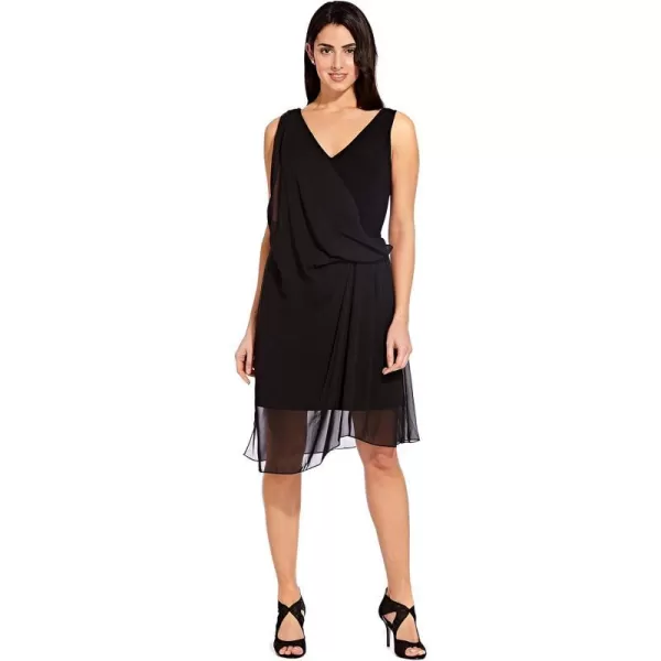 Adrianna Papell Womens Chiffon Overlay Sheath DressBlack