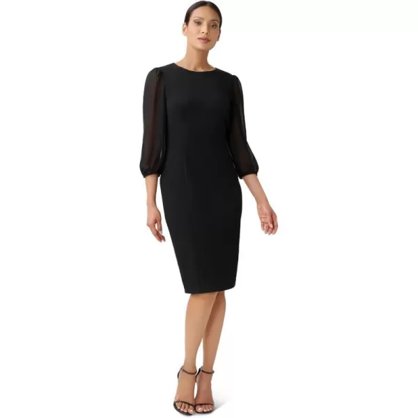 Adrianna Papell Womens Chiffon and Crepe Sheath DressBlack