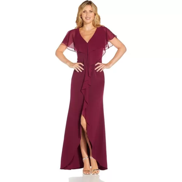 Adrianna Papell Womens Crepe Chiffon GownBright Burgundy