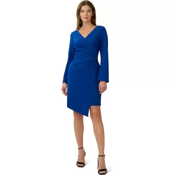 Adrianna Papell Womens Draped Crepe Asymmetric DressDynasty Blue