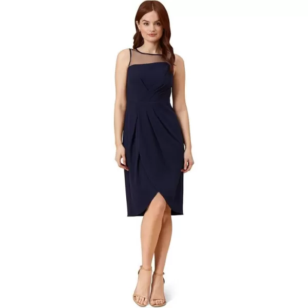 Adrianna Papell Womens Draped Crepe Illusion DressMidnight