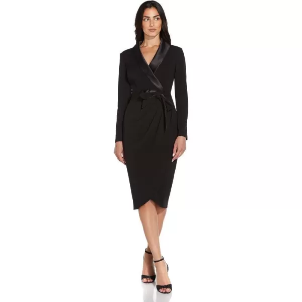 Adrianna Papell Womens Knit Crepe Tuxedo Wrap DressBlack