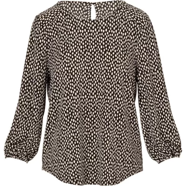 Adrianna Papell Womens Printed 34 Sleeve Yoke Detail TopBlackIvory Simple Animal