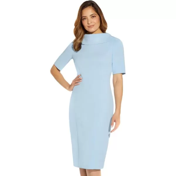 Adrianna Papell Womens Roll Neck Sheath with V BackBlue Mist