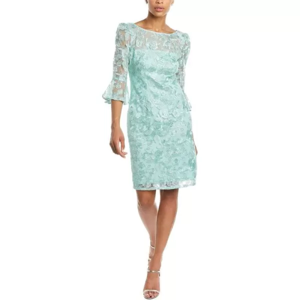 Adrianna Papell Womens Rosie Embroidery Sheath DressMint Smoke