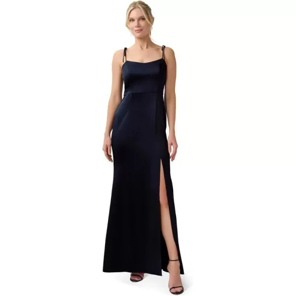 Adrianna Papell Womens Satin Crepe GownDark Navy