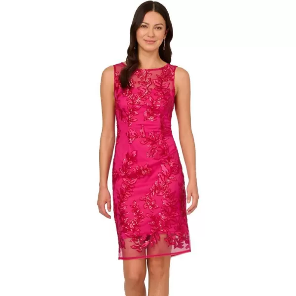 Adrianna Papell Womens Sequin Leaf Sheath DressHot Pink