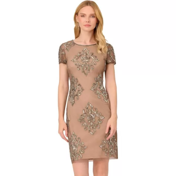 Adrianna Papell Womens Short Beaded DressLeadNude