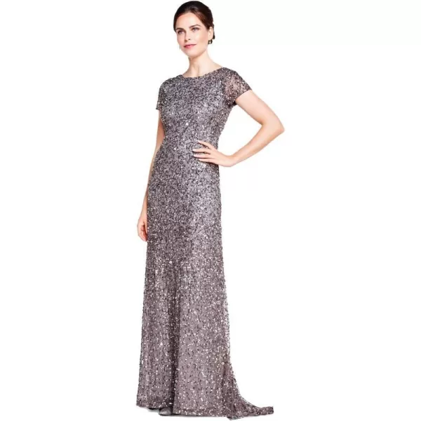 Adrianna Papell Womens Short Sleeve All Over Sequin Gown Lead 10Adrianna Papell Womens Short Sleeve All Over Sequin Gown Lead 10