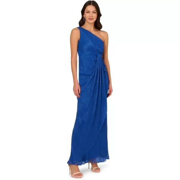 Adrianna Papell Womens Stardust Pleated Draped GownBrilliant Sapphire