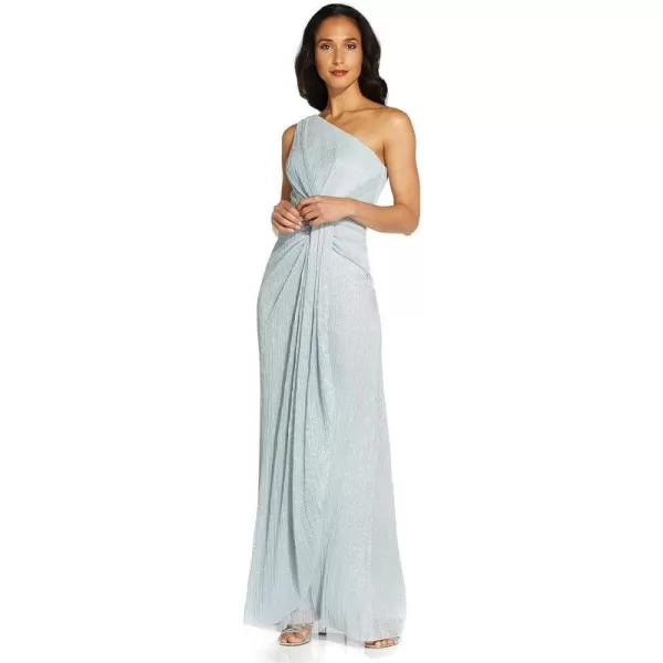 Adrianna Papell Womens Stardust Pleated Draped GownDusty Periwinkle