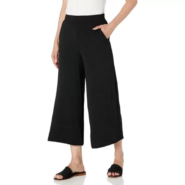 Adrianna Papell Womens Textured Wide Leg Pull on Pant WSlit PocketsBlack