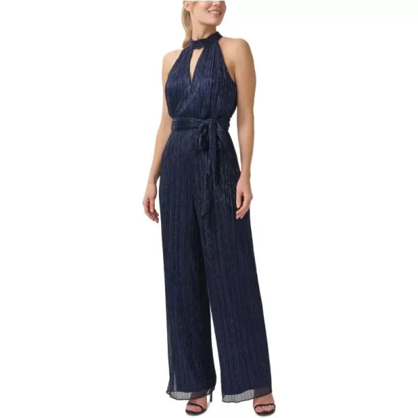 Adrianna Papell womens Metallic Crinkle JumpsuitJumpsuitNavy Night