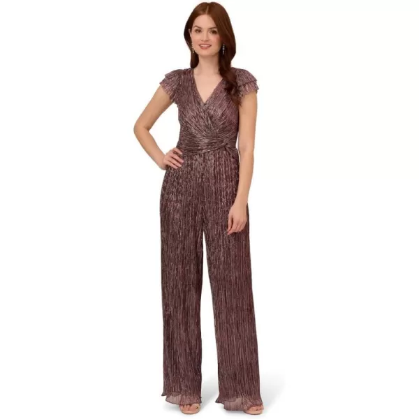 Adrianna Papell womens Metallic Crinkle JumpsuitJumpsuitPlum