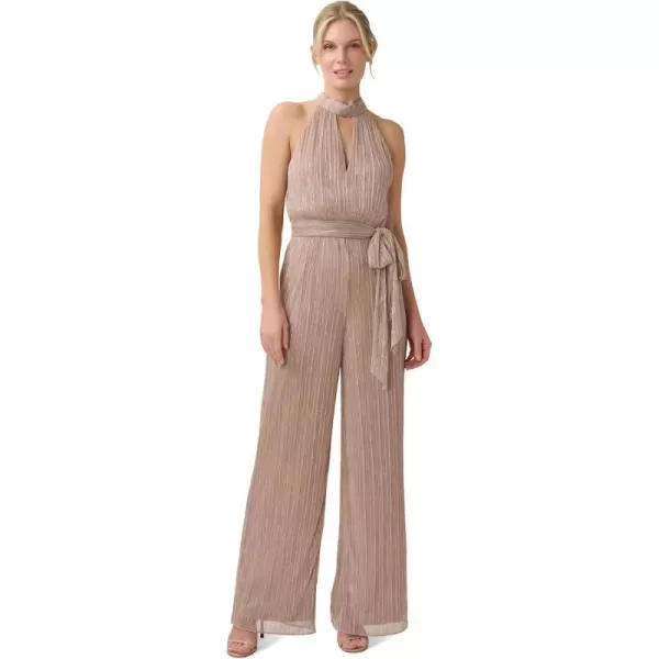 Adrianna Papell womens Metallic Crinkle JumpsuitJumpsuitTaupePink