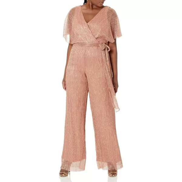 Adrianna Papell womens Metallic Pleat JumpsuitCocktail DressRose Gold