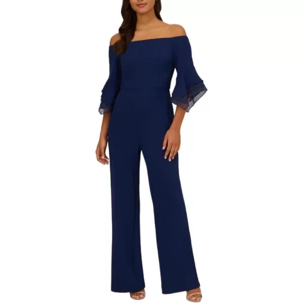 Adrianna Papell womens Organza Crepe JumpsuitJumpsuitNavy Sateen