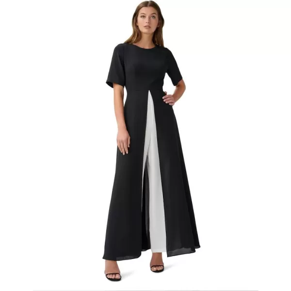 Adrianna Papell womens Overlay Crepe JumpsuitBlackIvory