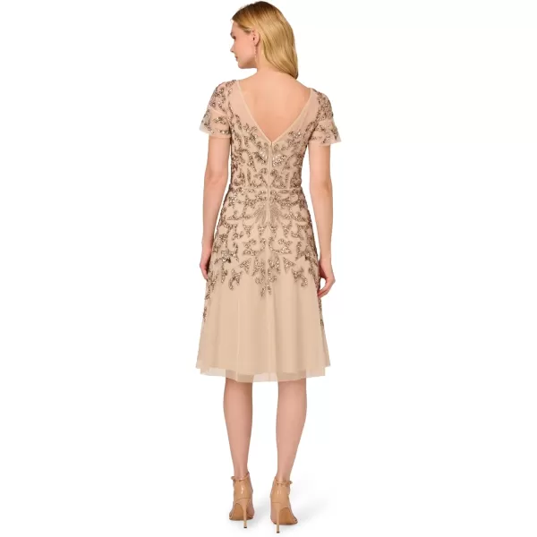 Adrianna Papell Womens Beaded Lace DressBiscotti