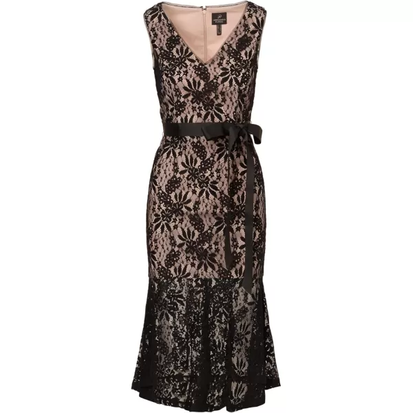 Adrianna Papell Womens Lace Midi Flounce DressBlack