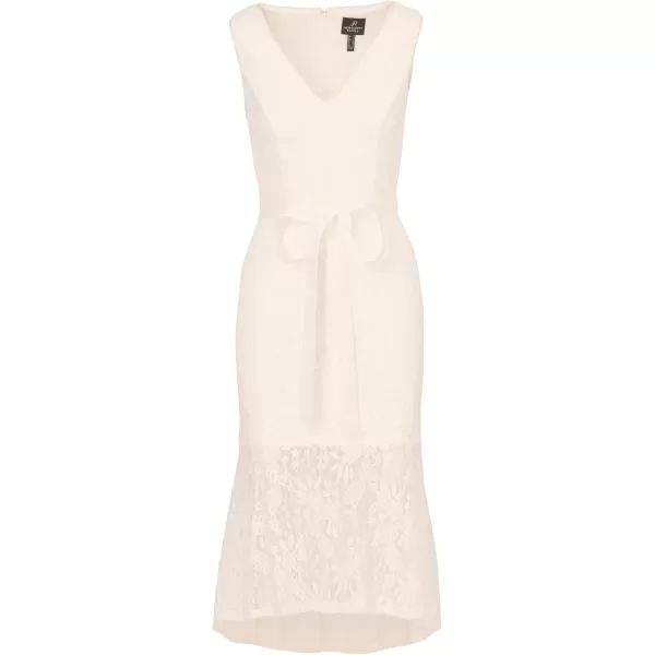 Adrianna Papell Womens Lace Midi Flounce DressIvory