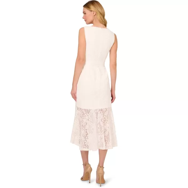 Adrianna Papell Womens Lace Midi Flounce DressIvory