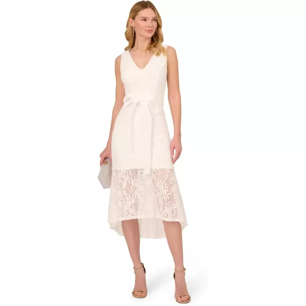 Adrianna Papell Womens Lace Midi Flounce DressIvory