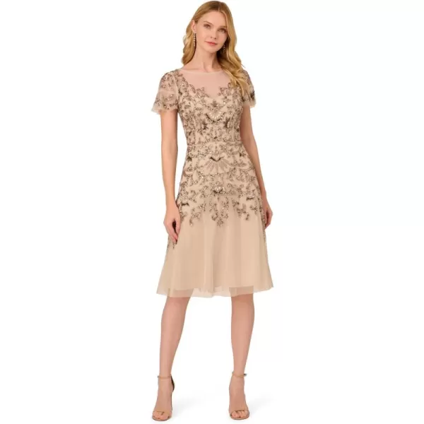 Adrianna Papell Womens Beaded Lace DressBiscotti