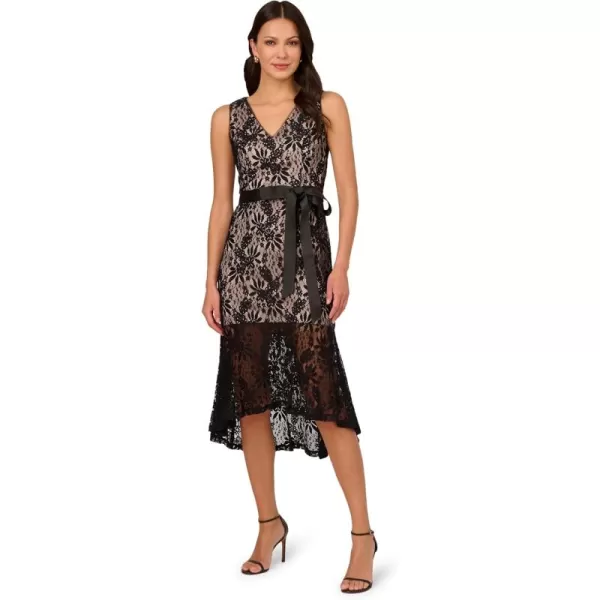 Adrianna Papell Womens Lace Midi Flounce DressBlack