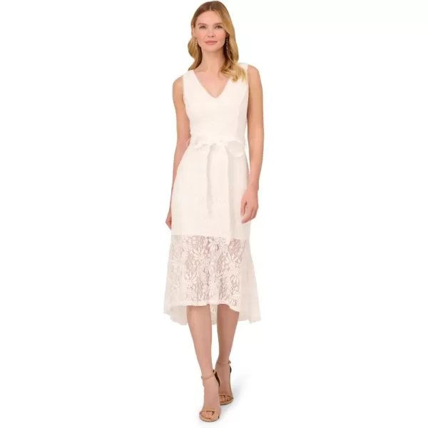 Adrianna Papell Womens Lace Midi Flounce DressIvory