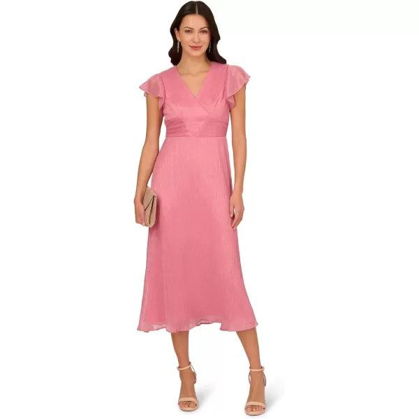 imageAdrianna Papell Womens Crinkle Mesh Midi DressFaded Rose