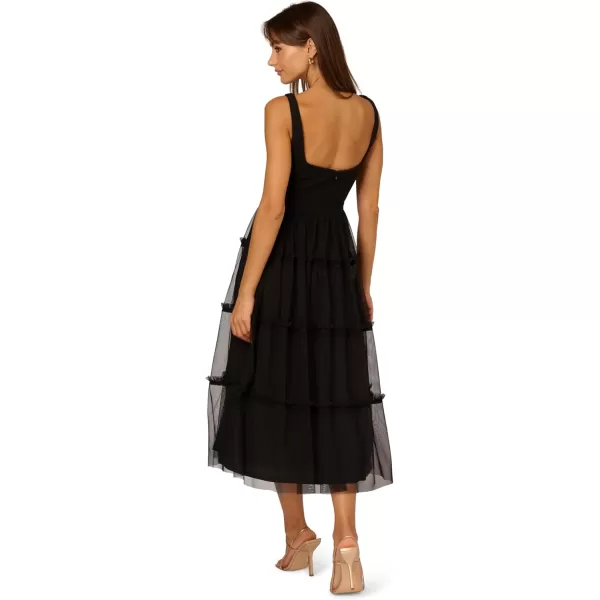 imageAdrianna Papell Womens Knit and Mesh Midi DressBlack