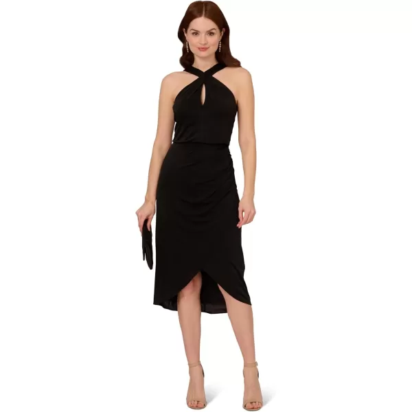 imageAdrianna Papell Womens Novelty Faux Wrap DressBlack