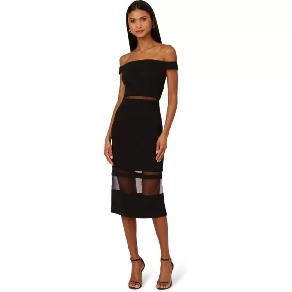 imageAdrianna Papell Womens Knit Crepe Midi DressBlack