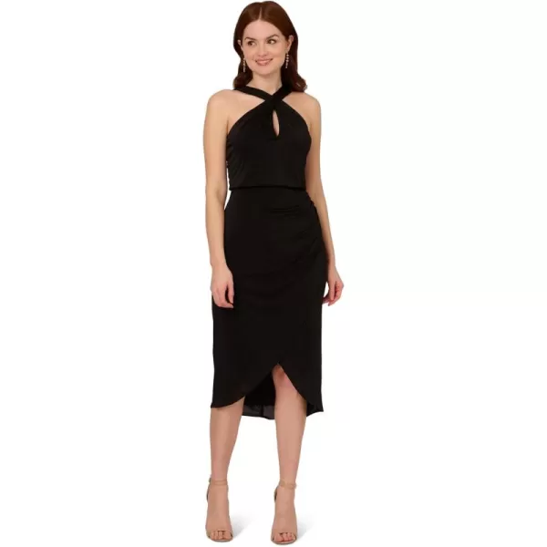 imageAdrianna Papell Womens Novelty Faux Wrap DressBlack