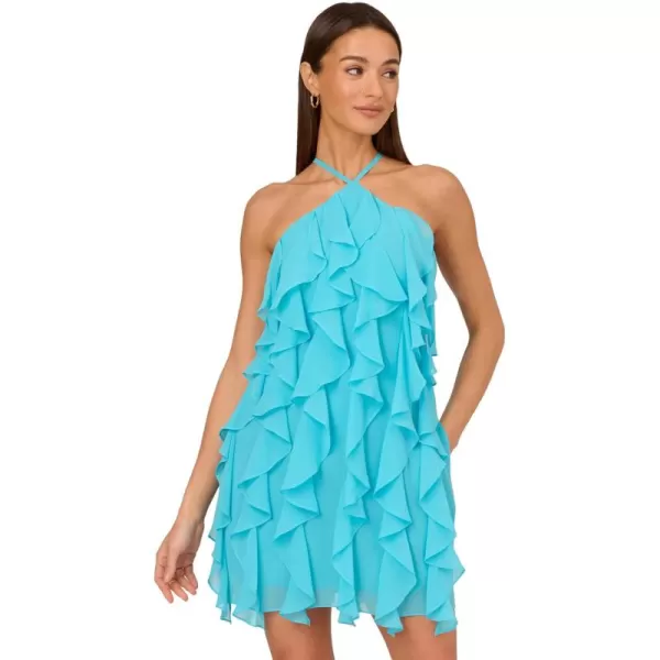 imageAdrianna Papell Womens Poly Chiffon Mini DressAzure Blue