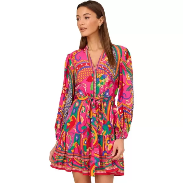 imageAdrianna Papell Womens Printed Short DressPink Multi