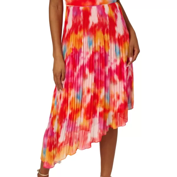 imageAdrianna Papell Womens Asymmetric Chiffon Ankle DressRed Multi