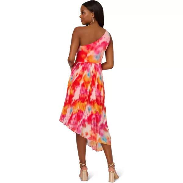 imageAdrianna Papell Womens Asymmetric Chiffon Ankle DressRed Multi