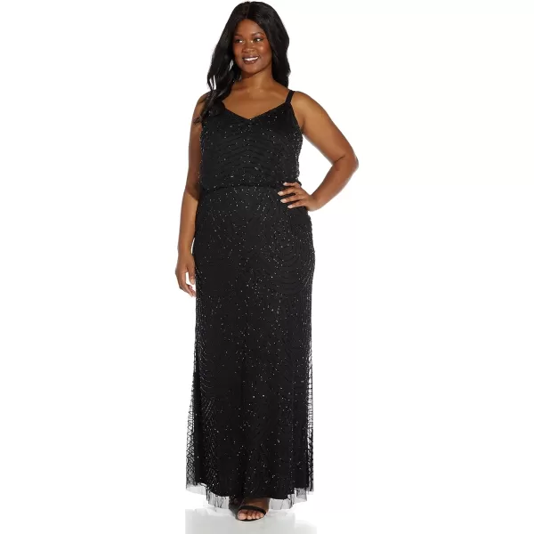 imageAdrianna Papell Womens Long Blouson Beaded DressBlack