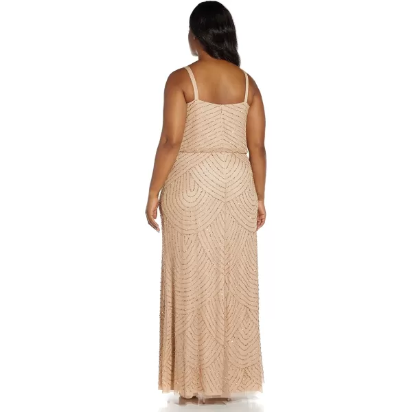 imageAdrianna Papell Womens Long Blouson Beaded DressChampGold