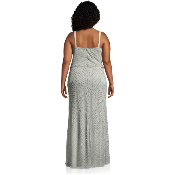 imageAdrianna Papell Womens Long Blouson Beaded DressFrosted Sage