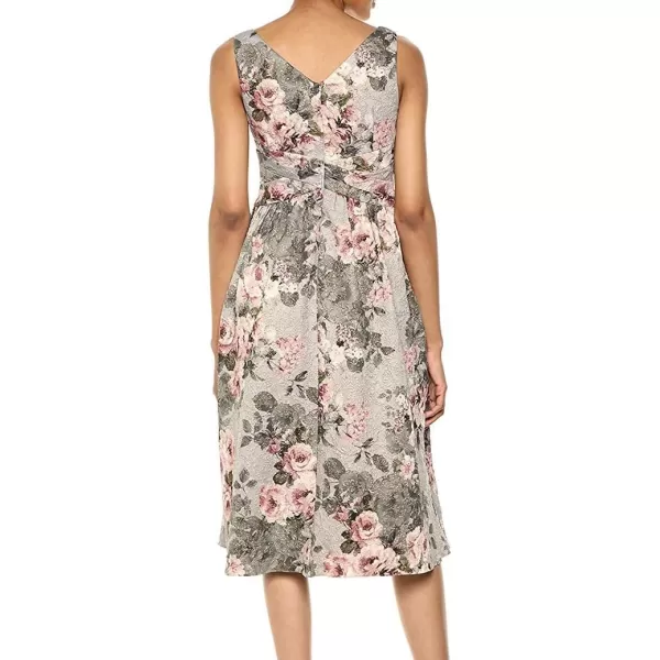 imageAdrianna Papell Womens Sleeveless Floral Dress with Pleated WaistSlateBlush Multi