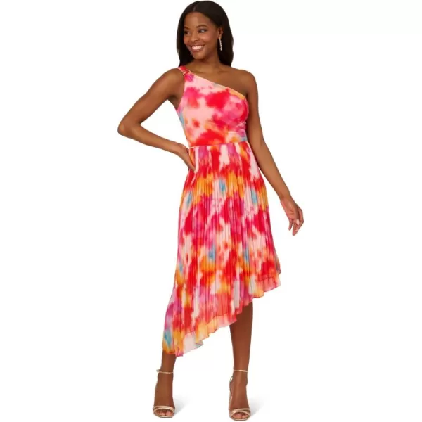 imageAdrianna Papell Womens Asymmetric Chiffon Ankle DressRed Multi