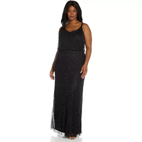 imageAdrianna Papell Womens Long Blouson Beaded DressBlack