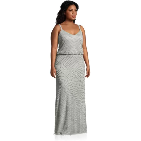 imageAdrianna Papell Womens Long Blouson Beaded DressFrosted Sage