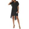 imageAdrianna Papell Womens Chiffon Overlay Draped DressBlack